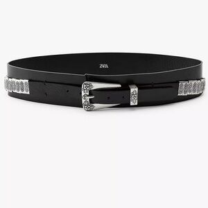Zara leather belt with metal pieces, 2025